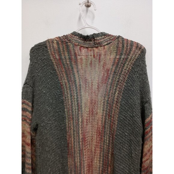 Easel Womens BOHO Duster Cardigan S/M Orange Gray Flare Sleeve Hippie - Picture 8 of 8